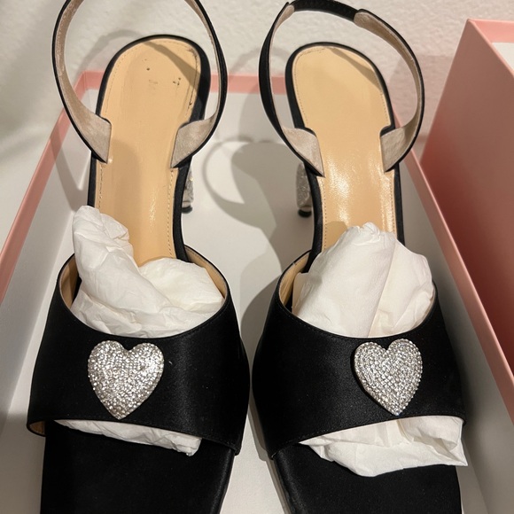 MACH & MACH Black Heels with Silver Heart Detail - Picture 1 of 5